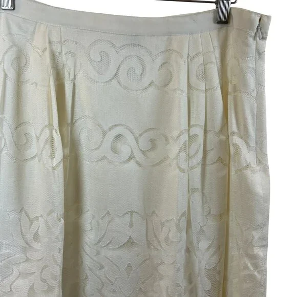 J. Crew Midi White Ornate Lace Skirt Size 12 - Picture 2 of 9